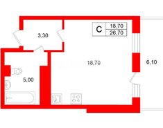 Студия 26.7 м² 14/25 этаж