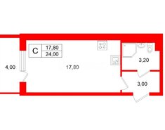 Студия 24 м² 2/4 этаж