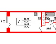 Студия 23.7 м² 14/18 этаж