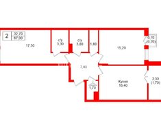 2-комн. кв. 67 м² 5/9 этаж