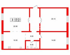 3-комн. кв. 81.2 м² 1/2 этаж