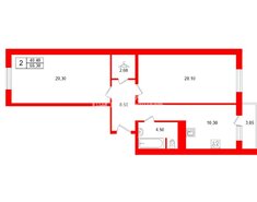 2-комн. кв. 66.3 м² 16/20 этаж