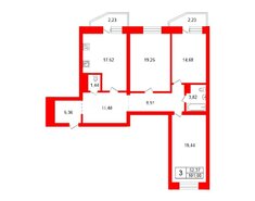 3-комн. кв. 101 м² 11/14 этаж