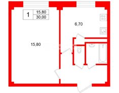 1-комн. кв. 30 м² 3/5 этаж