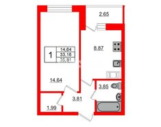 1-комн. кв. 33.2 м² 3/22 этаж