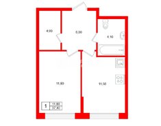 1-комн. кв. 37.4 м² 20/26 этаж