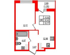 1-комн. кв. 33.77 м² 8/12 этаж
