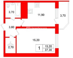 1-комн. кв. 37.3 м² 25/27 этаж