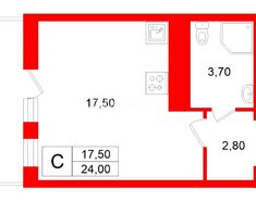Студия 24 м² 2/12 этаж
