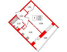 1-комн. кв. 31.8 м² 9/15 этаж