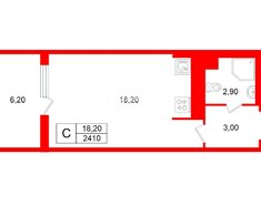 Студия 24.1 м² 18/19 этаж