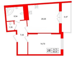 1-комн. кв. 49.2 м² 10/18 этаж