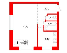 1-комн. кв. 30.9 м² 5/5 этаж