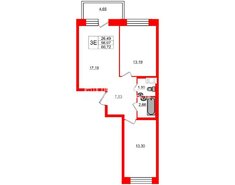 2-комн. кв. 54.9 м² 3/18 этаж