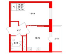1-комн. кв. 32.3 м² 25/25 этаж