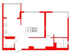 2-комн. кв. 68 м² 4/8 этаж