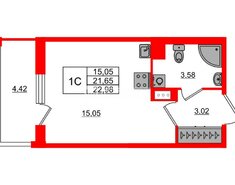 Студия 22.98 м² 10/12 этаж