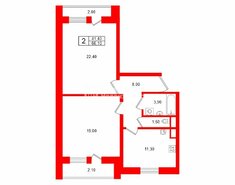 2-комн. кв. 66.1 м² 2/10 этаж