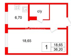 1-комн. кв. 36.2 м² 3/3 этаж