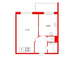 1-комн. кв. 34.7 м² 10/18 этаж