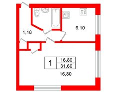 1-комн. кв. 31.6 м² 1/5 этаж
