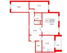 3-комн. кв. 94.1 м² 3/10 этаж