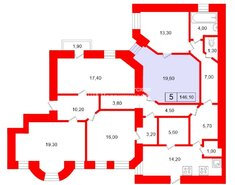 Комната 19.6 м² в 5-комн. кв. 6/6 этаж