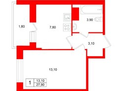 1-комн. кв. 27.9 м² 15/16 этаж