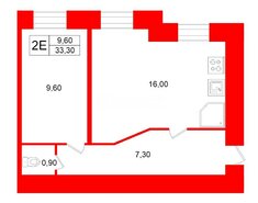 1-комн. кв. 33.3 м² 4/4 этаж
