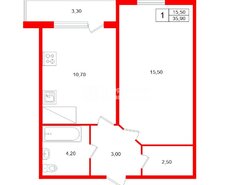 1-комн. кв. 35.9 м² 8/28 этаж