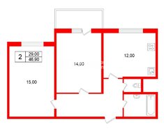 2-комн. кв. 46.9 м² 7/11 этаж