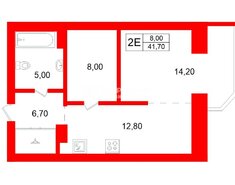 1-комн. кв. 41.7 м² 8/17 этаж