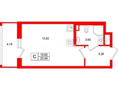Студия 22.48 м² 4/15 этаж