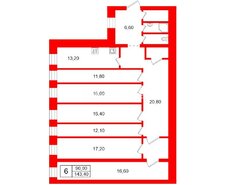 6-комн. кв. 143.4 м² 3/3 этаж