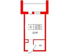 Студия 28 м² 16/16 этаж