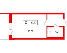 Студия 20.9 м² 2/17 этаж
