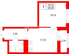 1-комн. кв. 29.3 м² 13/18 этаж