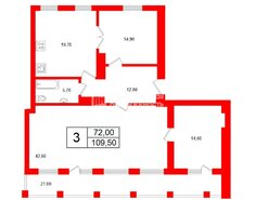 3-комн. кв. 109.5 м² 6/6 этаж
