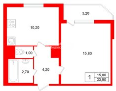 1-комн. кв. 33.9 м² 17/25 этаж