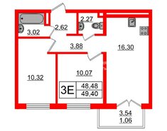 2-комн. кв. 49.4 м² 11/12 этаж