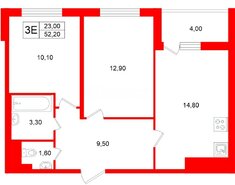 2-комн. кв. 52.2 м² 5/12 этаж
