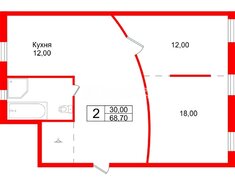 2-комн. кв. 68.7 м² 2/3 этаж