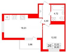 1-комн. кв. 38.8 м² 3/5 этаж