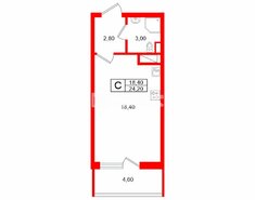 Студия 24.2 м² 8/16 этаж