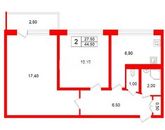 2-комн. кв. 44.5 м² 4/9 этаж