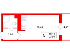 Студия 23.9 м² 3/8 этаж