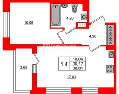 1-комн. кв. 36.17 м² 7/11 этаж