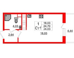 Студия 24.5 м² 11/24 этаж