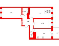 3-комн. кв. 77 м² 11/25 этаж