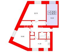 Комната 16 м² в 3-комн. кв. 1/5 этаж